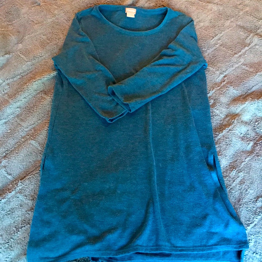 Chicos Blue Tunic Sweater